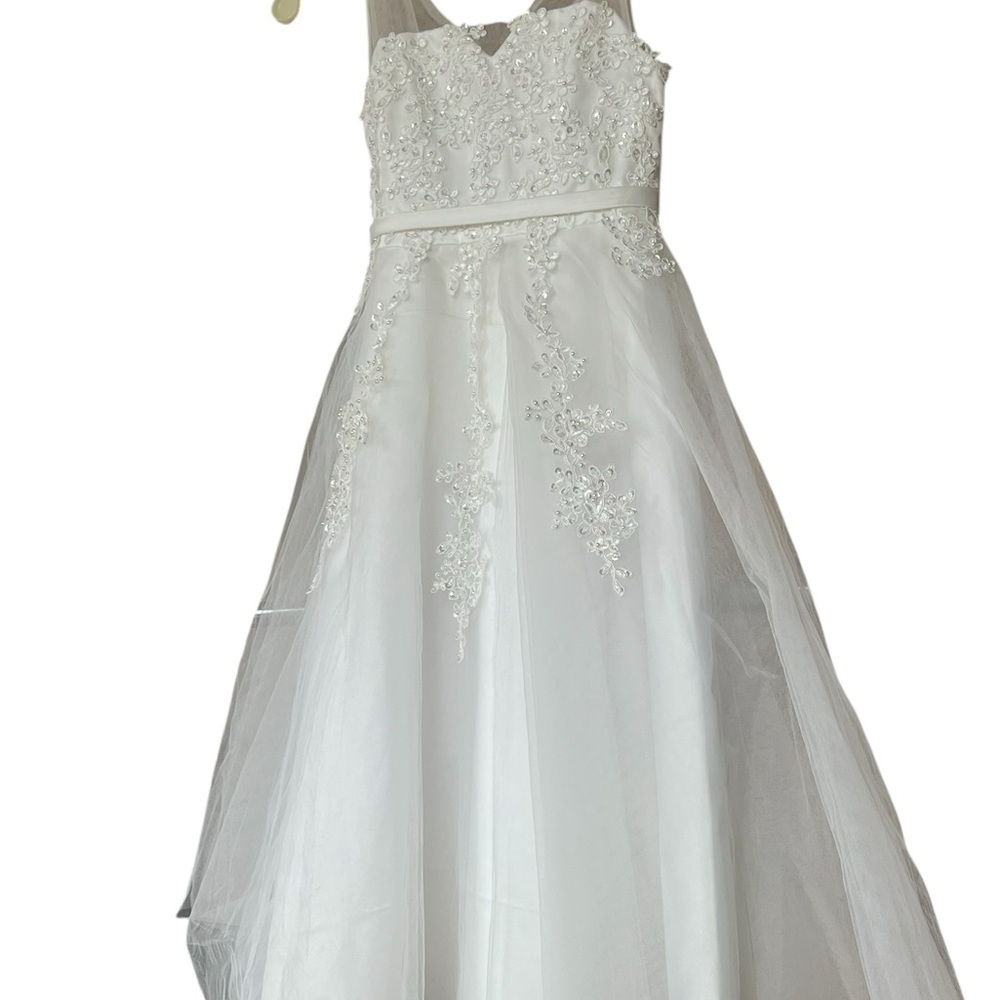 Tip Top Kids White Sleeveless Halter A-line Dress